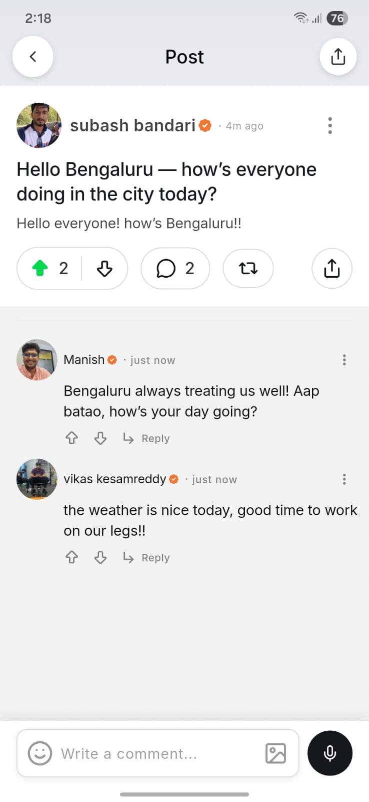Post with Comments - Discover & Communicate